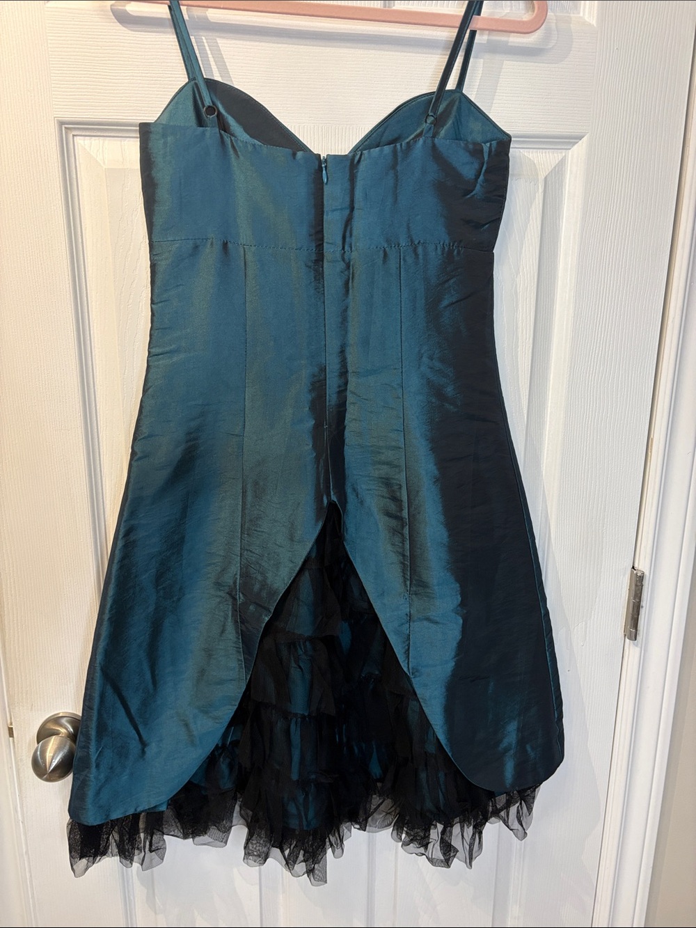 ⭐️ X:S Clothing Metallic Teal Cocktail Dress with Tulle Hem - size Small - Picture 9 of 13